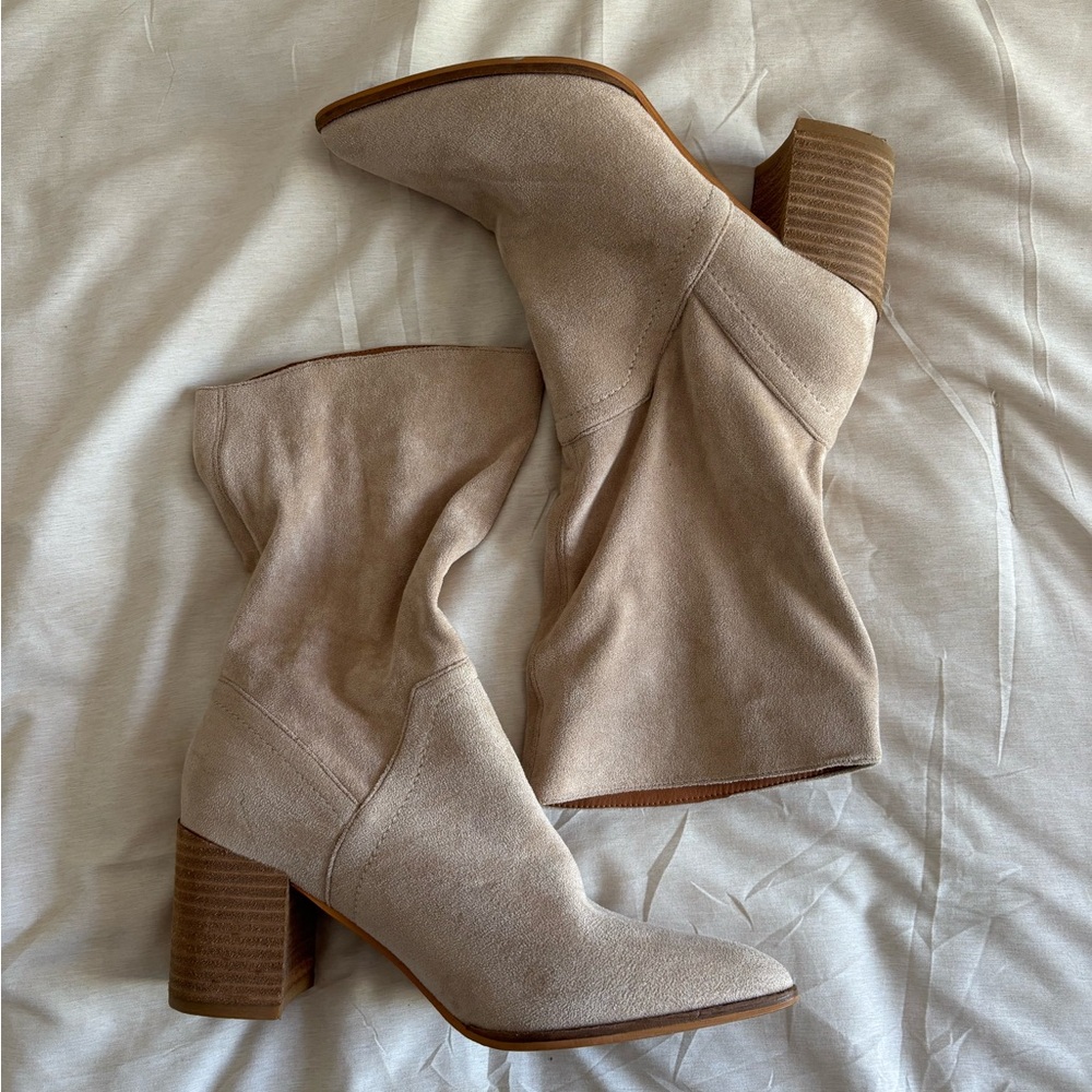Qupid Beige Heeled Boots